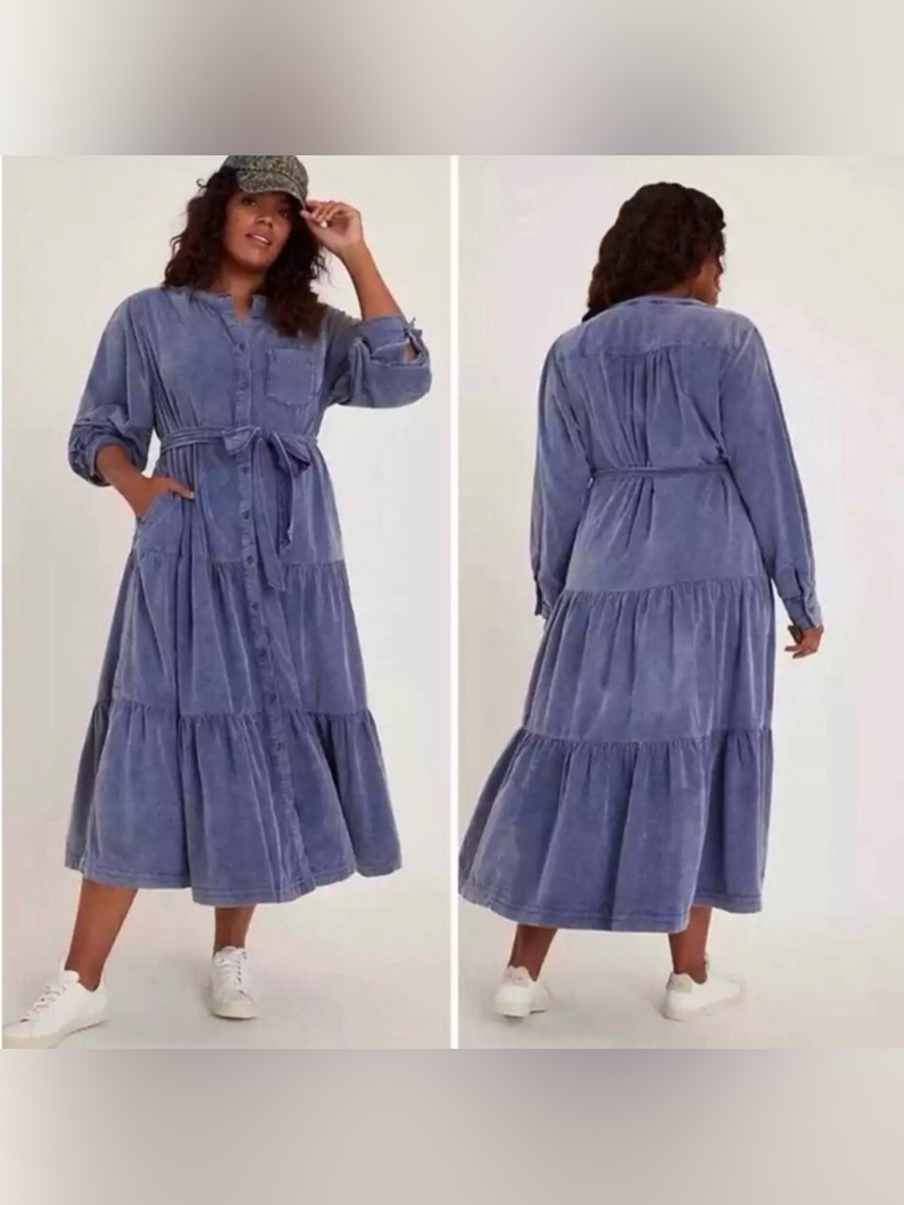 Anthropologie Pilcro Marta Button-Front Tiered Midi Blue Dress - Blue XSP